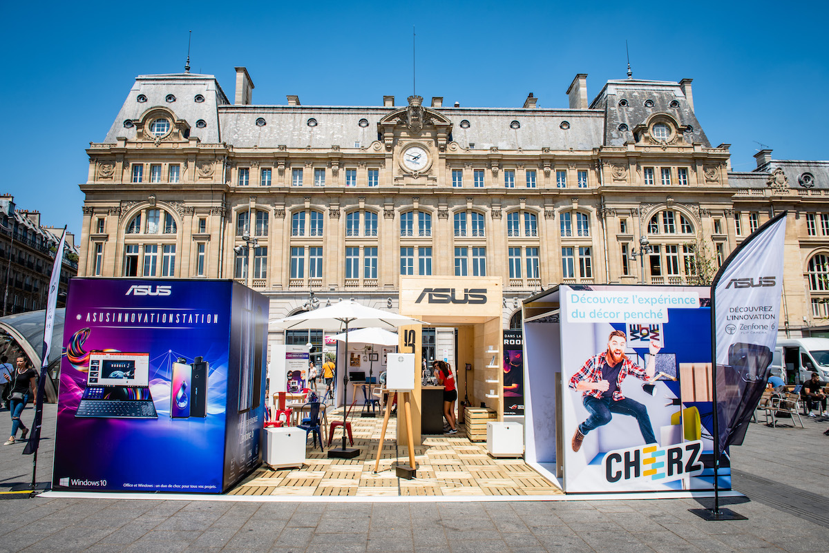 Événement anniversaire déployé par notre agence de marketing opérationnel pour la marque high-tech ASUS en plein coeur de Paris.