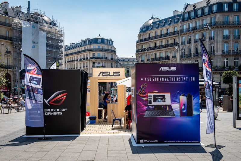 Événement anniversaire déployé par notre agence de marketing opérationnel pour la marque high-tech ASUS en plein coeur de Paris.